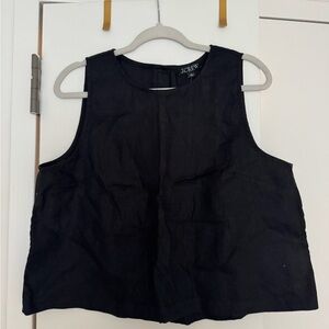 J. Crew Cropped linen Tank Top in Black